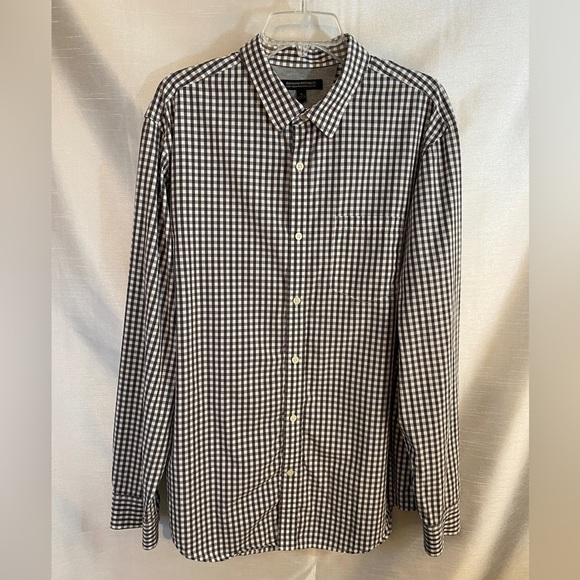 NWT Banana Republic Grey and Black  Plaid Long Sleeve Dress Shirt Mens XLg - Picture 9 of 15